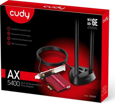 Kartë rrjeti Cudy WE4000, AX5400 Wi‑Fi 6E, Bluetooth 5.2, e zezë