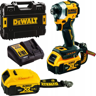 Vidëgoditës me bateri DeWALT 18V, 1/4", 5Ah, i verdhë