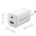 Karikues muri Qoltec GaN Ultra 65W, USB C PD, USB QC 3.0, i bardhë