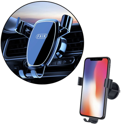 Mbajtës graviteti për telefon në makinë, për grilë ajri, rrotullim 360°, i zi