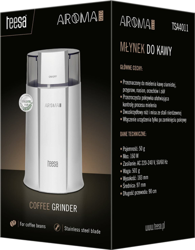 Mulli elektrik për kafe Teesa Aroma G10, 160W, kompakt