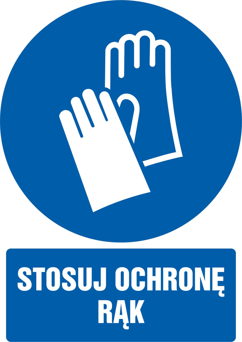Shenjë sigurie TDC Use Hand Protection, PVC 1mm, 105x148mm, blu
