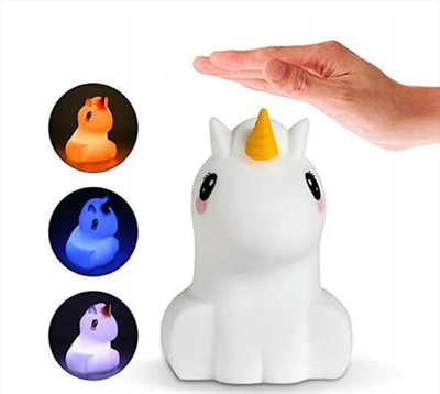 Llambë nate për fëmijë Unicorn LED, silikon, shumëngjyrëshe