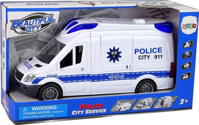 Makine policie interaktive LeanToys, me drita dhe zhurma, me dyer që hapen, e bardhë