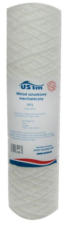 Set me 10 fishekë filtri uji USTM PP5, 10\", 20 mikron, i bardhë