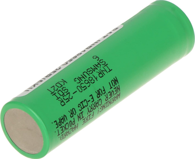 Bateri Li-ion Samsung INR18650-25R, 2500mAh, paketë 2 copë, jeshile