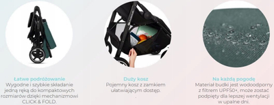 Karrocë për fëmijë Kinderkraft Route, e gjelbër