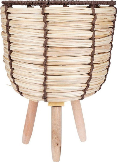 Vazo dekorative me këmbë Vilde Flower Pot Stand, 28.5cm, shportë druri, bezhë natyrale