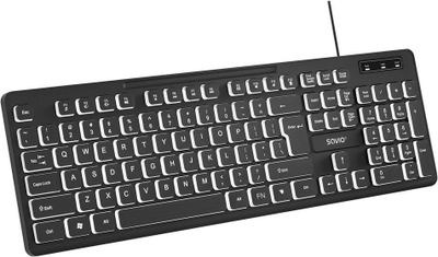 Tastierë SAVIO KB-04, me kabllo USB, ndriçim LED, e zezë