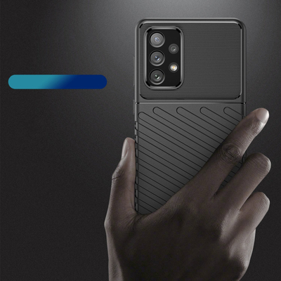 Mbrojtëse telefoni Thunder Case për Samsung Galaxy A73, gome TPU fleksibël, tip armor, e zezë