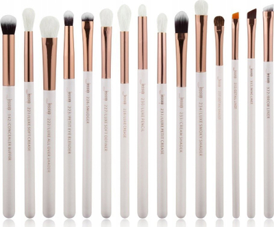 Set furçash grimi Jessup 15 copë, Pearl White/Rose Gold, për sy