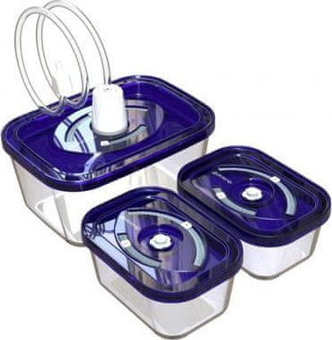 Set ena qelqi me vakum Guzzanti GZ 3061, 3 copë, 500 ml dhe 1500 ml, kapak blu