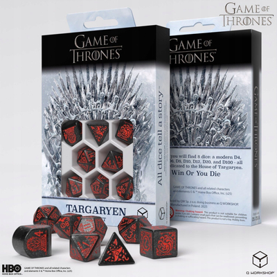 Set zara RPG Game of Thrones Q Workshop Targaryen, 8 copë, të zinj me të kuqe