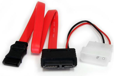 Kabllo StarTech SATA - SATA Slimline + Molex, 0.3m, e kuqe