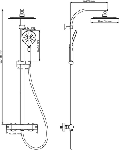 Set dushi SCHÜTTE MADURA FRESH, sistem overhead me termostat, i zi mat