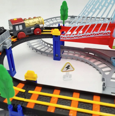 Set hekurudhe elektrike ExtraLink Extralink Kids Track King, me lokomotivë dhe makinë me bateri, shumëngjyrëshe