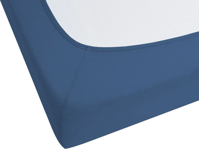 Çarçaf fitted Beliani JANBU, pambuk, 180 x 200 cm, blu navy