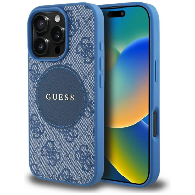 Калјоп за телефон Guess 4G Circle Classic Logo, за iPhone 16 Pro Max, MagSafe, сина