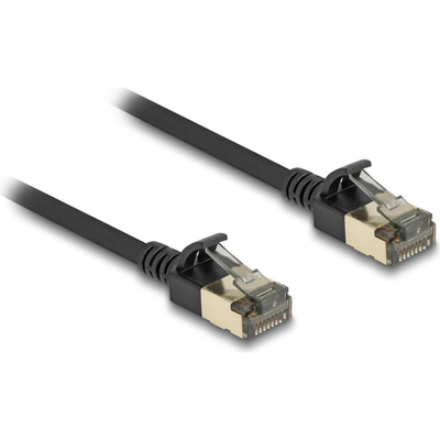 Kabllo rrjeti Delock RJ45 Slim Pro, Cat.8.1 F/FTP, 0.5m, e zezë