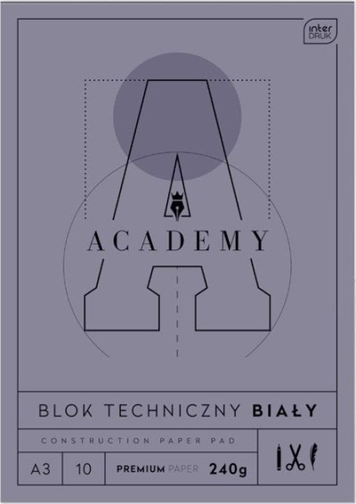 Bllok vizatimi teknik Interdruk Academy, A3, 10 fletë, set 10 copë