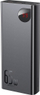 Powerbank me ekran dixhital Baseus Adaman Metal QC + PD, 20000mAh, 65W, i zi + kabllo USB-A/USB-C, 30cm, e zezë