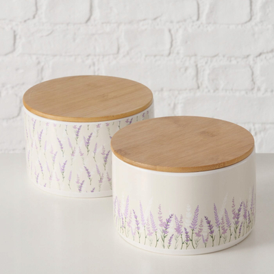 Kuti qeramike Boltze Lavender, 1400 ml, 10.5 x 16 cm, e bardhë me motiv livande