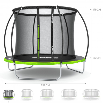 Trampolinë me rrjetë të brendshme Zipro Jump Pro Premium, 252 cm, e zezë