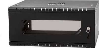 Kabinet muri Netrack ECO-Line 19" 4U, 350mm, derë xhami, i zi