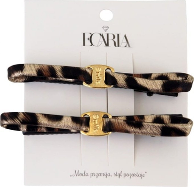 Kapëse flokësh Ecarla SP337, set 2 copë, motiv leopard