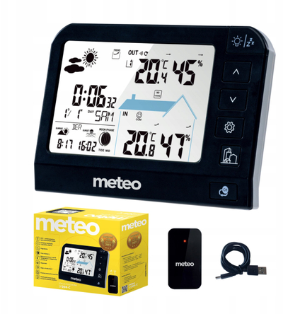 Метео станица Meteo SP204, надворешен безжичен сензор, хигрометар, црна