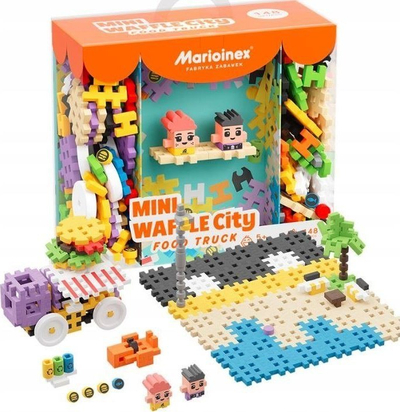 Set ndërtimi Marioinex Mini Waffle City Blocks Food Truck, 148 pjesë, me figurina, shumëngjyrësh