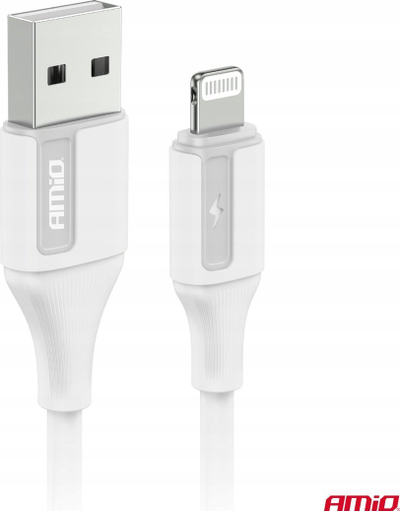 Kabllo karikimi AMiO 03919 USB në Lightning, 1m, 3A, e bardhë