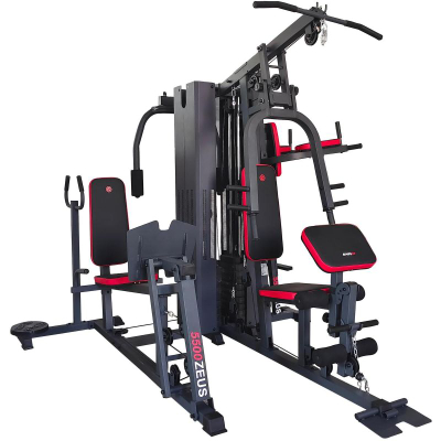 Stacion palestre Enero Fit 5500 Zeus, multi-gym, me pesha të integrume, i zi me të kuqe
