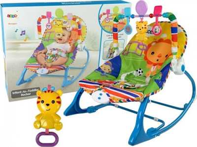 Karrige lëkundëse Lean Sport Rocker Seat 2n1 Tiger, me vibrim edhe tinguj, blu