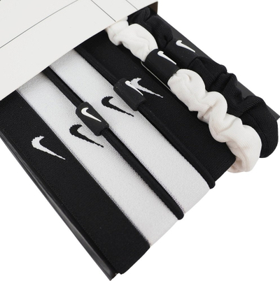 Llastikë flokësh Nike Flex Hair Ties N1011934127OS, set 8 copë, të bardhë dhe të zinj