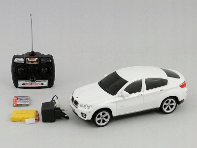 Makinë lodër me telekomandë BMW X6, shkallë 1:14, me bateri rikarikueshme, e bardhë