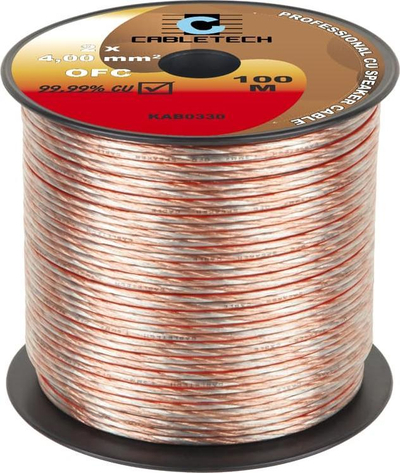 Kabëll boksi Cabletech OFC 2x4mm, 100m, transparent