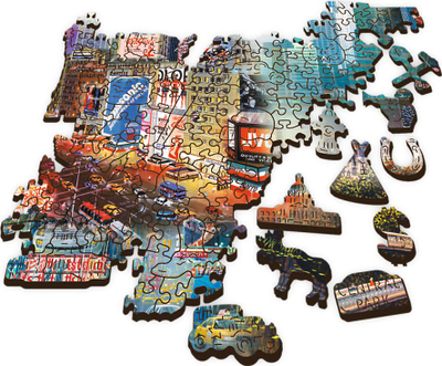 Puzzle druri Trefl Wood Craft New York Collage, 1000 copa, shumëngjyrësh
