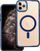 Силиконска маска Baseus за iPhone 11 Pro Max, компатибилна со MagSafe, проѕирна, со обоена рамка