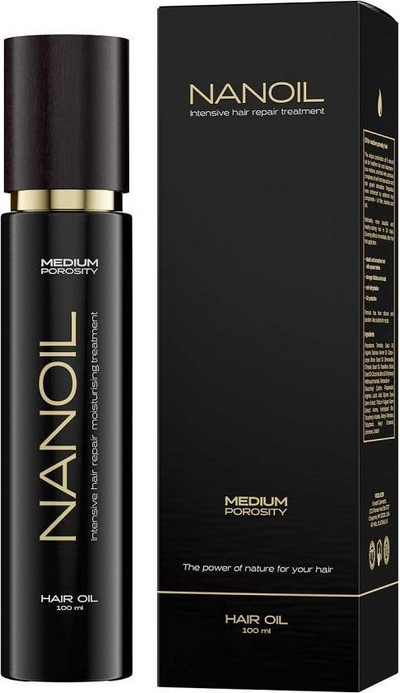 Vaj flokësh Nanoil Medium Porosity, për trajtim, 100 ml, i zi
