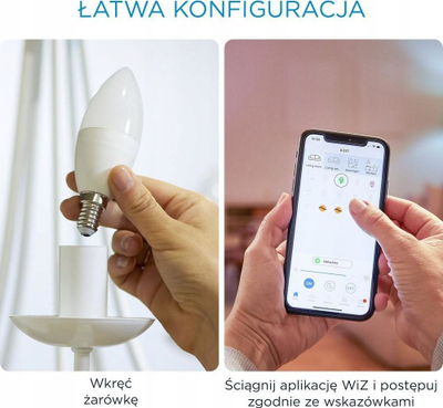 Llampë smart WiZ Candle C37, 4.9W, RGB 2200-6500K, E14, e bardhë