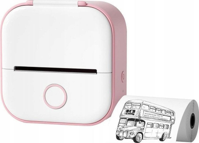Printer termik portativ Phomemo T02, Bluetooth, për fotografi, rozë e bardhë