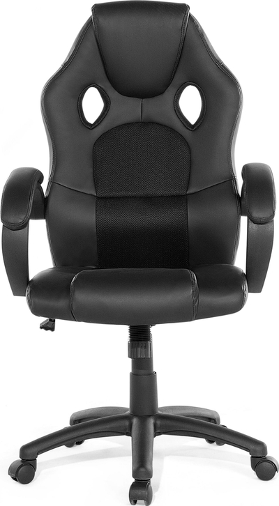 Karrige zyre FIGHTER Swivel, lëkurë sintetike, rrotulluese, e zezë