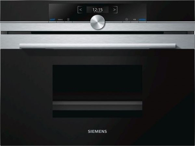 Furrë me avull e integruar Siemens CD634GAS0, 38L, inox me xham të zi