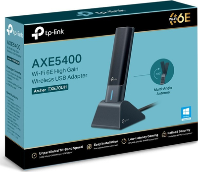 Kartë rrjeti WiFi TP-Link Archer TXE70UH, WiFi 6E, USB 3.0, e zezë