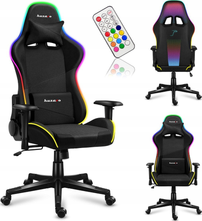 Karrige gaming Huzaro Force 6.3 RGB Mesh, deri 130 kg, me drita RGB, e zezë