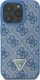 Mbulesë telefoni Guess lëkurë me logo metalike me gurë, crossbody për iPhone 16 Pro Max 6.9", me rrip, blu
