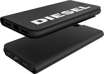 Mbrojtëse telefoni Diesel Booklet Core për iPhone 6 6S 7 8 SE, me kapak, shkon me karikim pa tela, e zezë