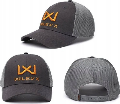 Kapelë trucker Wiley X WX, rrjetë poliestre, logo portokalli, gri e mbyllur
