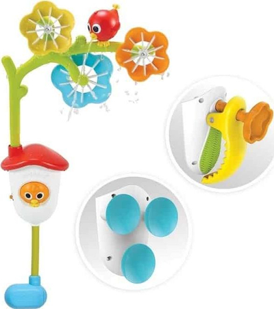 Lodër banjoje për bebe Yookidoo Sensory Carousel Spinning Flowers, me pompë uji, shumëngjyrëshe